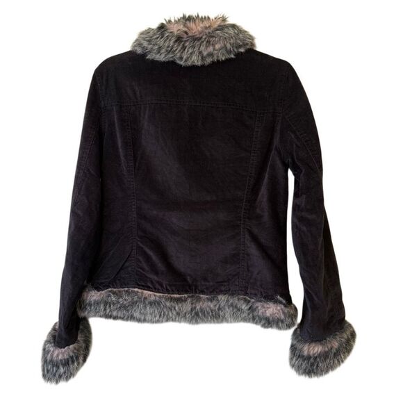 Vintage BB Dakota Black Cotton Velour Faux Fur Penny Lane Jacket Sz M/L Y2K - Picture 5 of 12